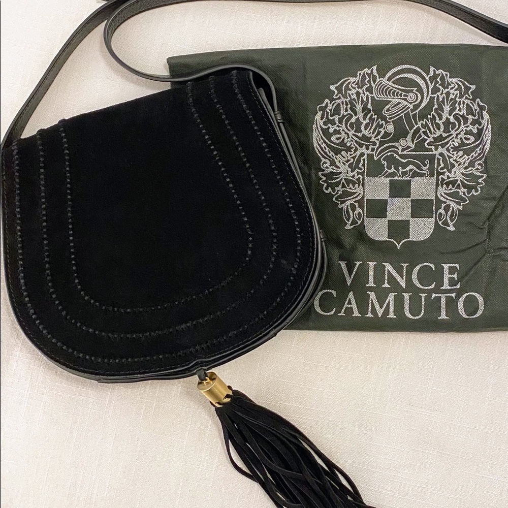 Vince Camuto Black Suede Cross Body Bag
